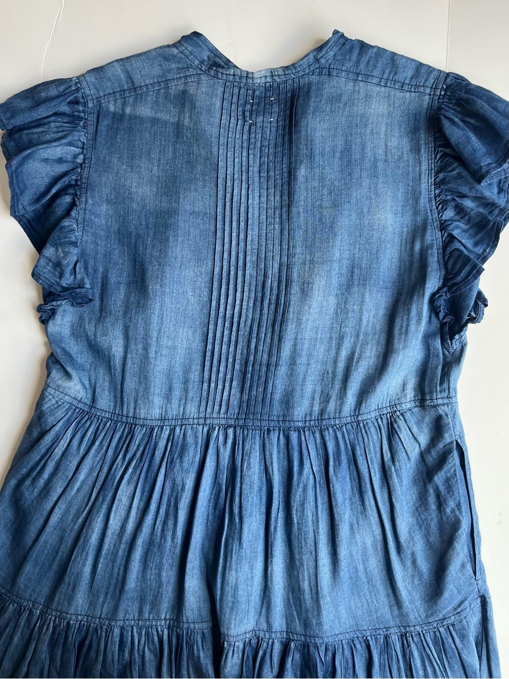 Rebecca Taylor La Vir Pleated Chambray Tie-Neck Dress - Picture 9 of 11